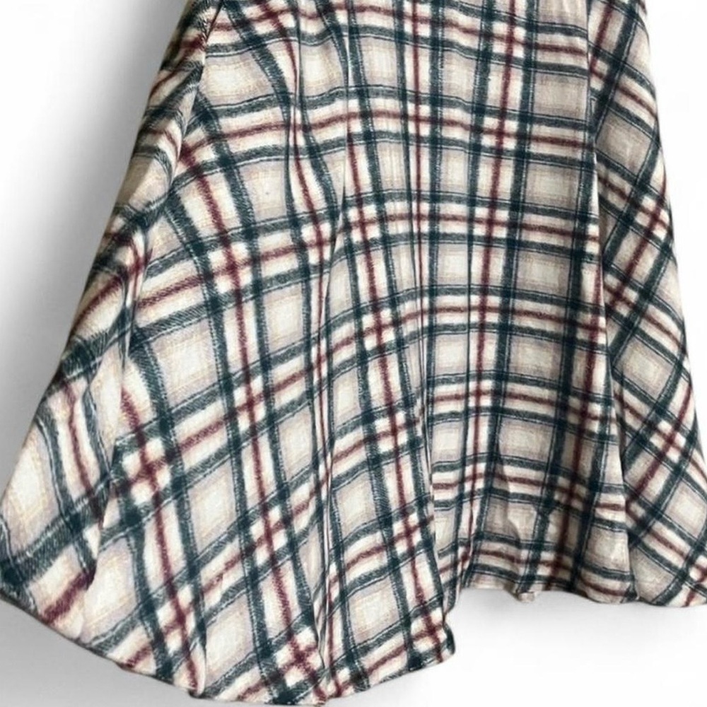 Ivy City Co Plaid Puff-Sleeve Dress in Cream, Green, and Red - Picture 5 of 9